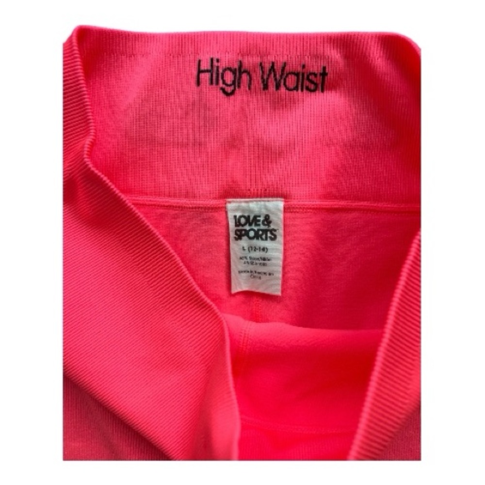 Love & Sports Women's Neon Pink Leggings Size L - Picture 2 of 6
